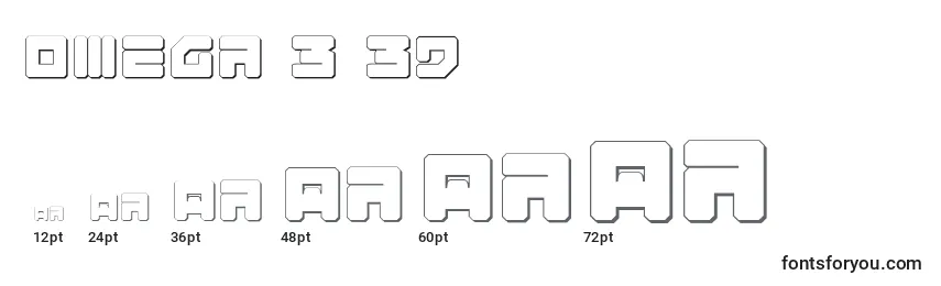 sizes of omega 3 3d font, omega 3 3d sizes